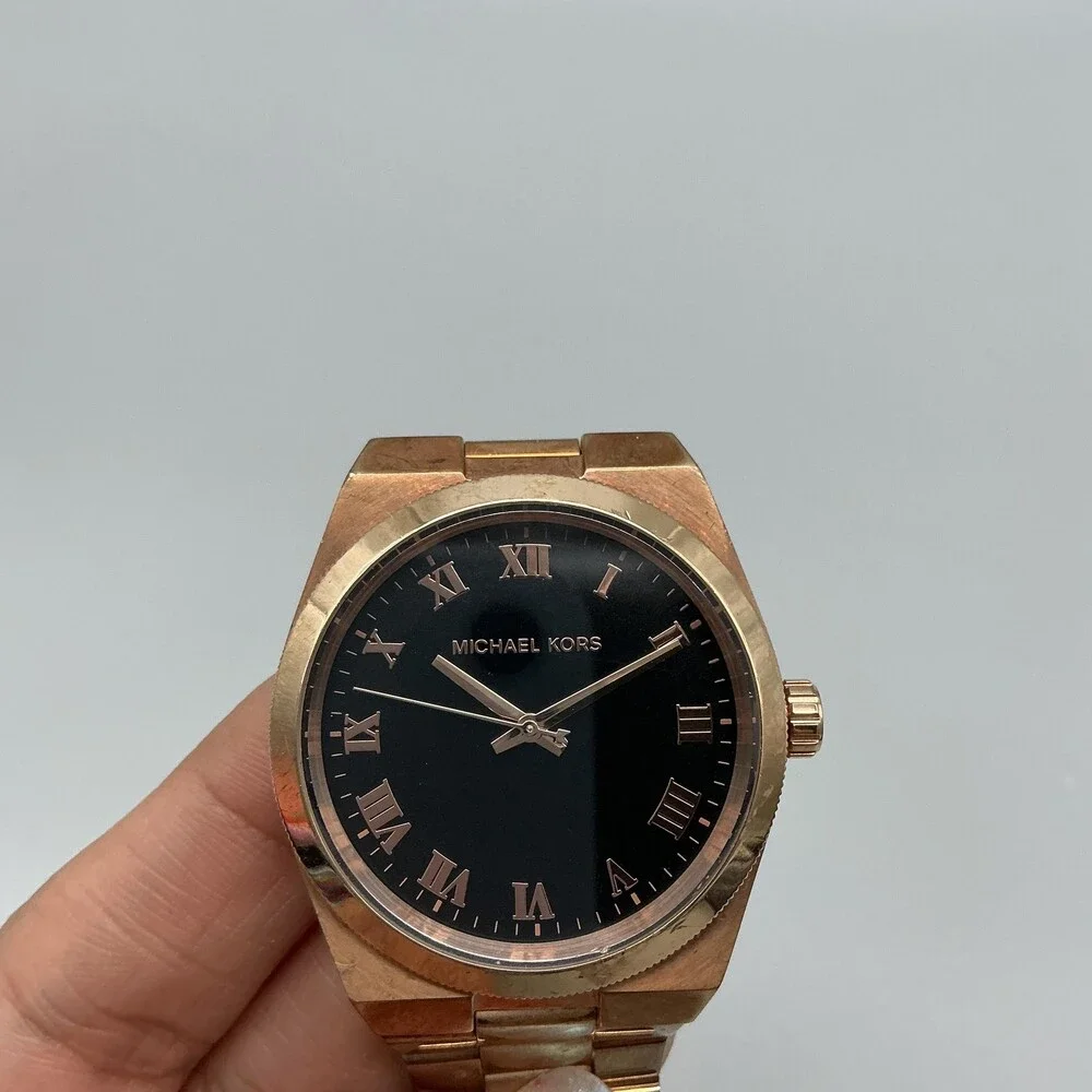 Michael Kors MK-5937 Womens Watch 38mm Black Dial Gold Tone New Battery 8